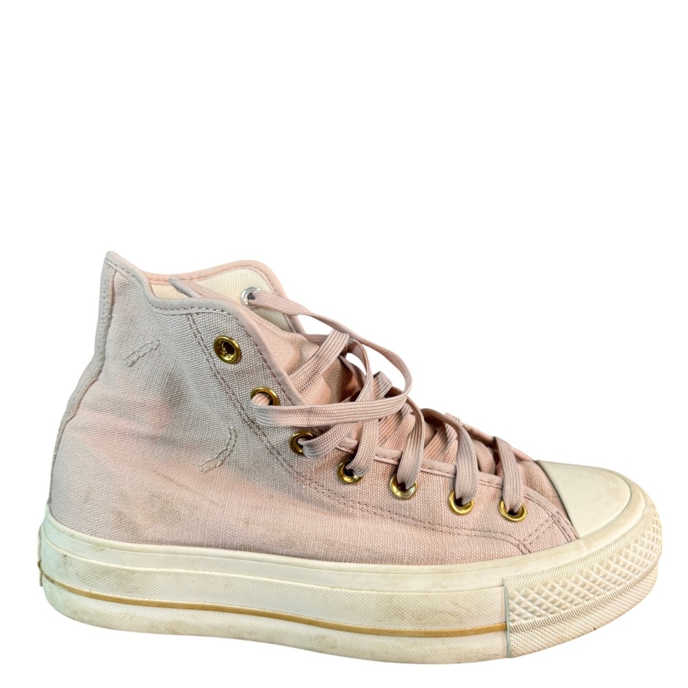 Converse Chuck Taylor All Star Platform High Top Pink Gold Eyelet Sneakers 8